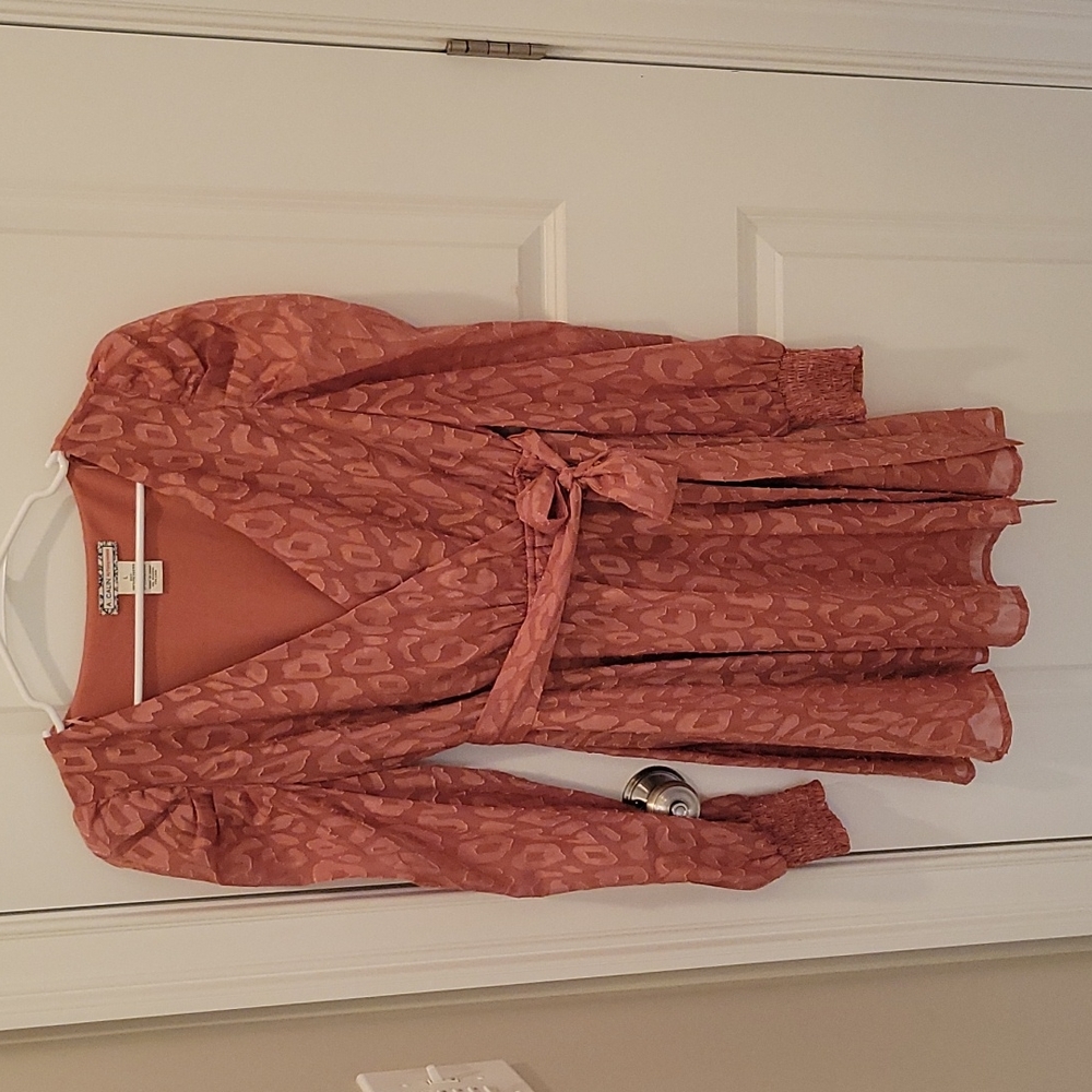 Womens flying tomato rose colored leopard print dress size large